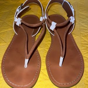 Coach Clarkson Open Toe Casual Slingback Sandals Off White Sz 7.5B  Q8976